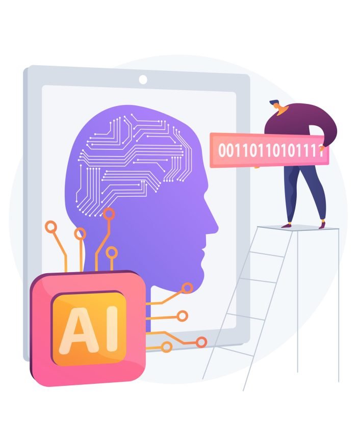 Artificial intelligence abstract concept vector illustration. AI, machine learning, artificial intelligence evolution, high tech, cutting edge technology, cognitive robotics abstract metaphor.